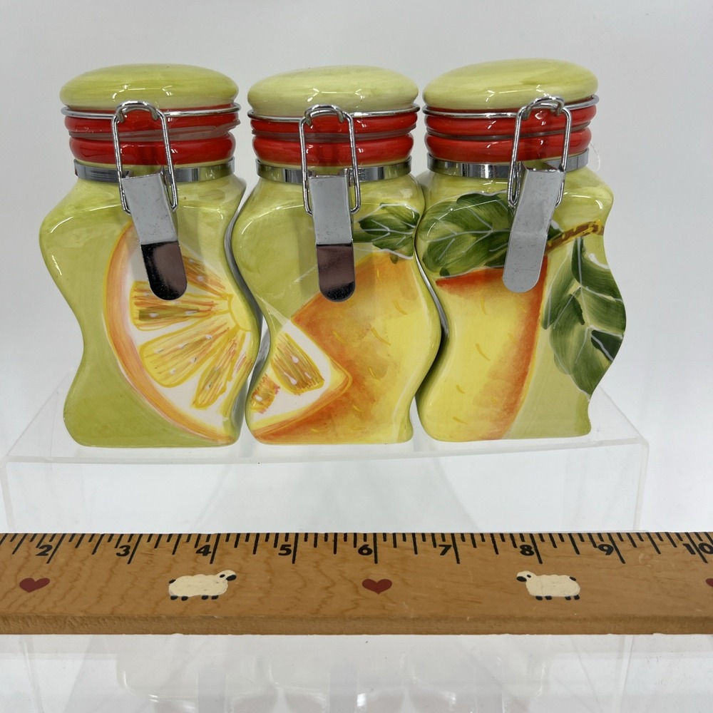 Fruit Theme Locking Seal Mini Nesting Canister Spice Jar Set of‎ 3 Orange Pear